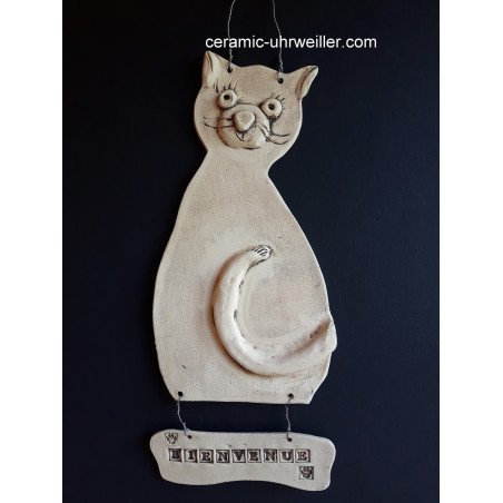 Décor de porte "Bienvenue" Chat